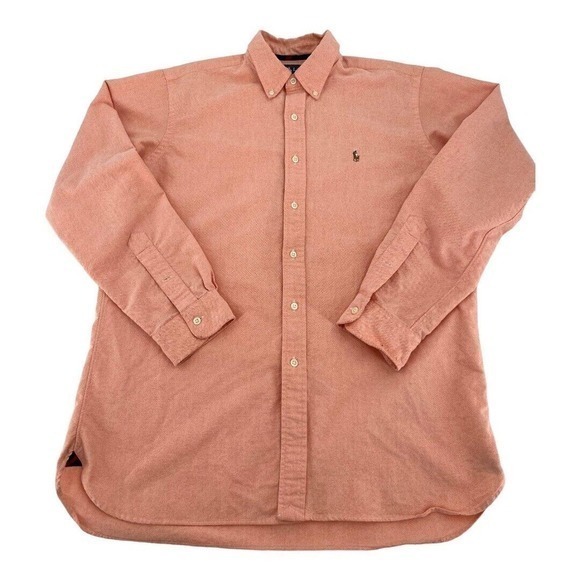 Vintage Ralph Lauren Preppy Oxford Pastel Orange. Shirt‎ Large - Picture 4 of 13
